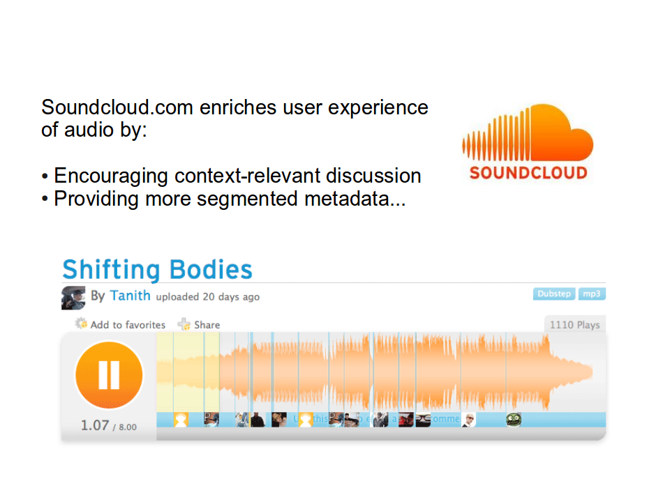 Soundcloud - a great example of enriching content through user interaction